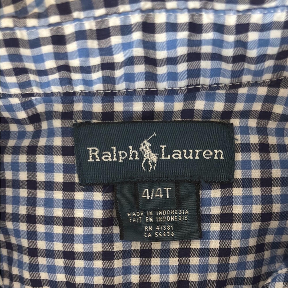 Polo Ralph Lauren Toddler Boy’s Navy Long Sleeve Button Down 4T - Picture 4 of 8